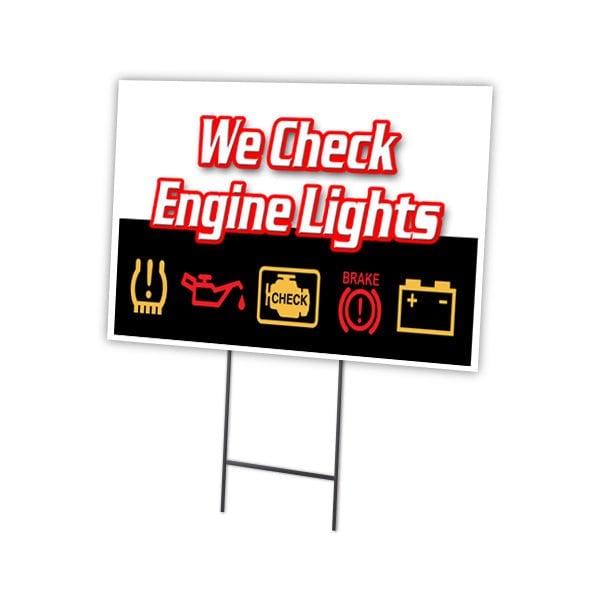 We Check Engine Lights Yard & Stake outdoor plastic coroplast window, C-2436 We Check Engine Lights